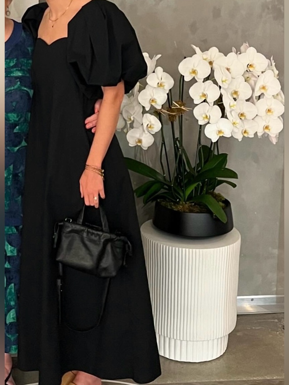 Banana Republic Black Puff-Sleeve Maxi Dress
